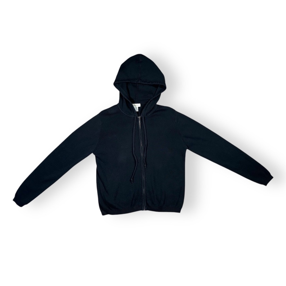 Black Knit Zip-Up Hoodie